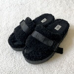 Ugg Platform Sherpa Slippers Black Size 8